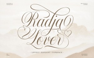 Font chữ Script nét mảnh mềm mại Radja Lover Việt hóa