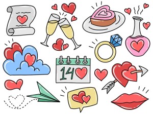 Hình ảnh đồ deco ngày valentine file vector mẫu BV353