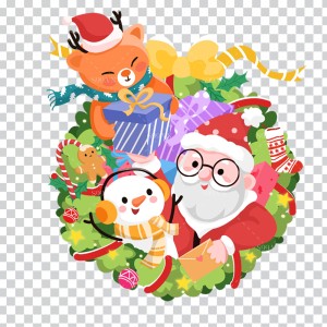 Hình minh họa ông già noel vui đùa cùng người tuyết file vector mẫu số 411