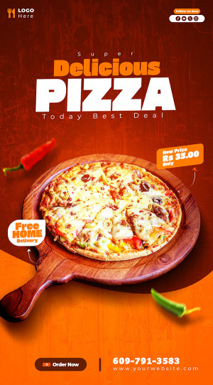 Poster quảng cáo bánh Pizza phô mai K94 file PSD