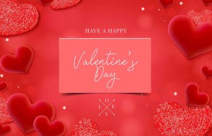 Banner ngày valentine họa tiết trái tim đỏ file vector mẫu số 858