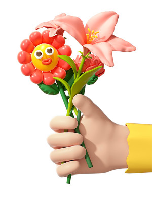 Hình ảnh bó hoa biểu tượng 3D tình yêu mẫu 20 file PNG và C4D - Mã 545