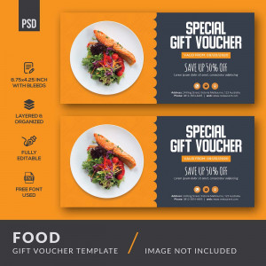 Mẫu voucher giảm giá nhà hàng sang trọng D18 file PSD