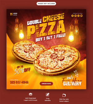 Banner quảng cáo ưu đãi bánh pizza file PSD - mẫu số 517