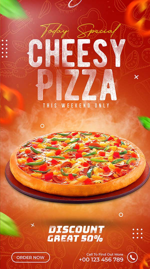 Poster quảng cáo Pizza phô mai P59 file PSD