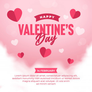 Banner valentine nền hồng trái tim đỏ file EPS