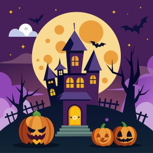 Hình minh họa lâu đài ma quái đêm halloween file EPS - mẫu số 157