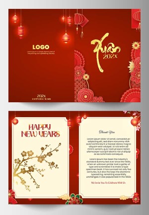 Mẫu thư chúc tết mừng xuân năm mới màu đỏ file vector mẫu số 686