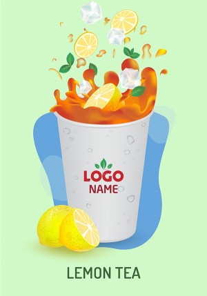 Poster cốc trà chanh mát lạnh file vector mẫu số 881