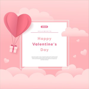 Banner ngày valentine nền hồng file vector mẫu số 314