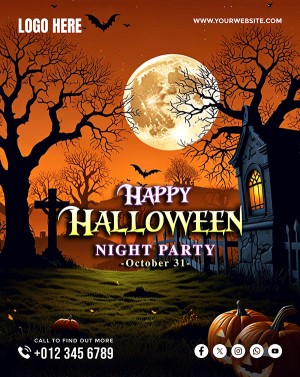 Poster đêm trăng lễ hội halloween file PSD - mẫu số 369