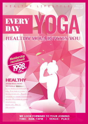 Poster bộ môn yoga nền màu hồng Y07 file PSD