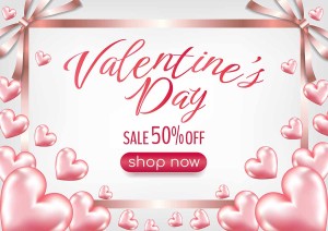 Banner giảm giá ngày valentine họa tiết trái tim hồng file vector mẫu số 503