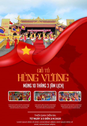 Poster lễ hội giỗ tổ Hùng Vương 10-3 mẫu 11 file AI