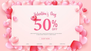 Banner sale quà tặng ngày valentine file vector mẫu BV243