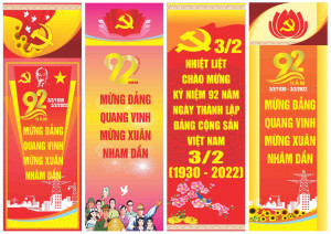 Phướn mừng Đảng mừng xuân 2024 file CDR mẫu D155