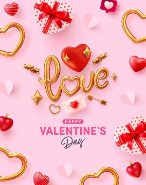 Poster ngày valentine hình ảnh hộp quà cùng trái tim file vector mẫu số 748