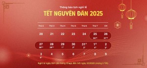 Thông báo lịch nghỉ tết nguyên đán năm 2025 xuân ất tỵ file PSD mẫu số 208