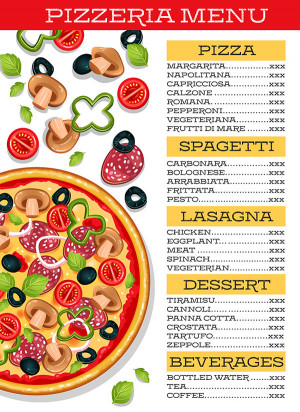 Menu quán bán bánh pizza file EPS và AI mẫu P87