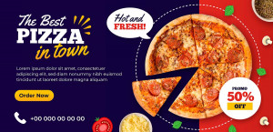 Banner quảng cáo Pizza xúc xích phô mai P38 file AI và EPS