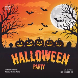 Banner đêm trăng kinh dị halloween file PSD - mẫu số 241