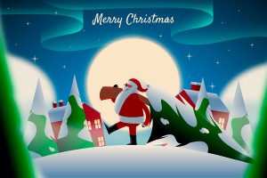 Background ông già noel đi phát quà file vector mẫu BN237