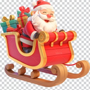 Hình ảnh ông già noel trên xe trượt tuyết file PNG mẫu BN4