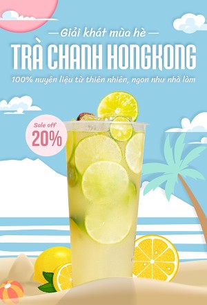 Poster quảng cáo nước chanh tươi nền thiên nhiên file AI - mẫu số 539