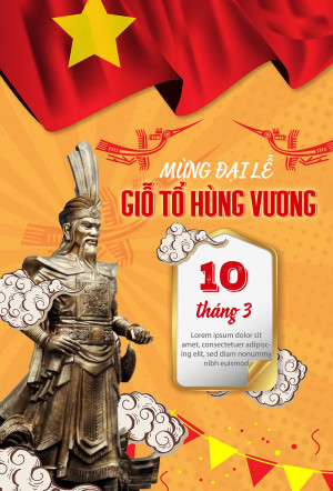 Poster mừng đại lễ ngày giỗ tổ Hùng Vương 10-3 mẫu 16 file AI