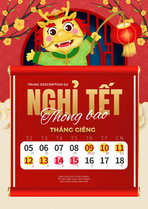 Poster thông báo lịch nghỉ Tết mẫu 07 PSD