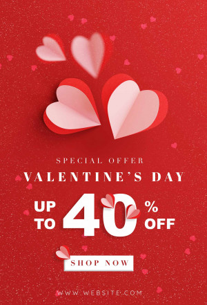 Poster valentine giảm giá 40% file PSD