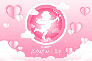 Banner valentine hình thiên thần tình yêu file EPS