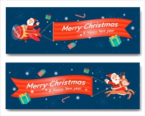 Banner dịp lễ giáng sinh hình ảnh ông già noel kéo băng rôn file vector mẫu số 356