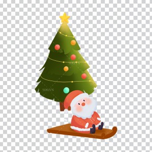 Hình ảnh ông già noel cùng cây thông file PNG mẫu BN19