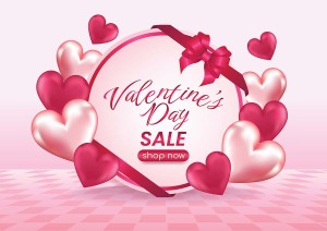 Banner sale ngày valentine họa tiết trái tim hồng file vector mẫu số 883