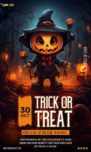 Poster lễ hội halloween kinh dị file PSD mẫu MB398