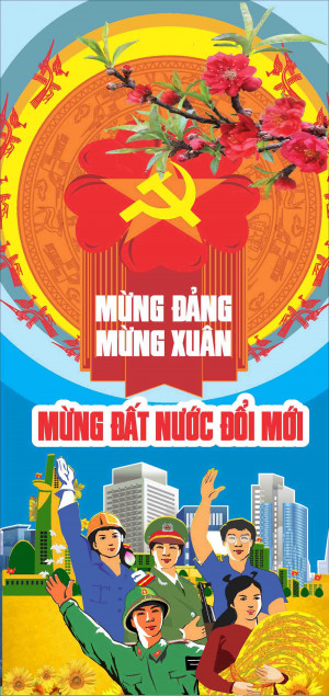 Phướn mừng Đảng mừng xuân 2024 file CDR mẫu D81