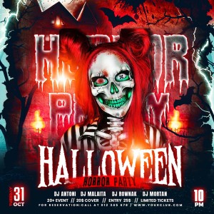 Poster lễ hội halloween kinh dị file PSD mẫu MB185