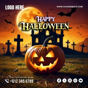 Poster lễ hội halloween file PSD mẫu MB238