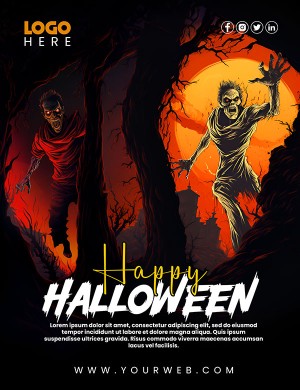 Poster lễ hội halloween kinh dị file PSD mẫu MB176