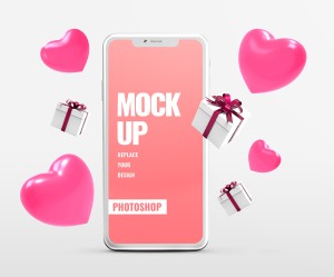 Mockup ngày lễ tình nhân lãng mạn file PSD mẫu BV181