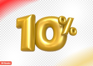 Hình ảnh con số giảm giá 10% hiệu ứng vàng gold file PNG mẫu GP204