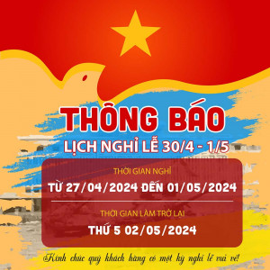 Thông báo lịch nghỉ lễ 30.4 - 01.5 file PSD