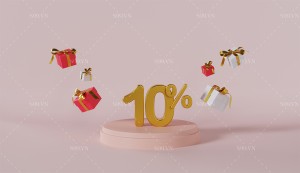 Số 10% 3D màu vàng gold file JPG mẫu GP3