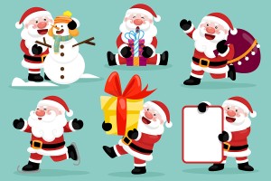 Ảnh minh họa ông già noel dễ thương nhiều từ thế  vector