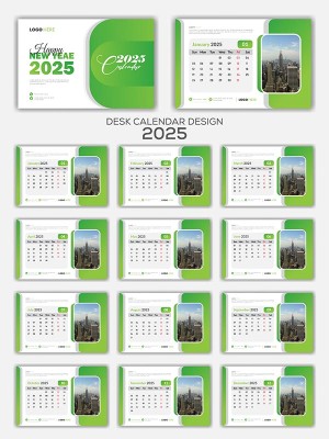 Bộ lịch năm mới 2025 file vector mẫu số 431