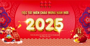 Backdrop tiệc tất niên chào mừng năm mới 2025 file vector - mẫu số 515