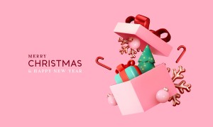 Banner hộp quà noel file vector mẫu BN310