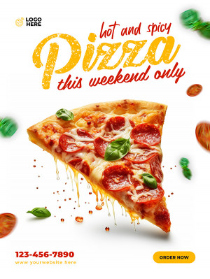 Poster quảng cáo bánh pizza file PSD mẫu P123