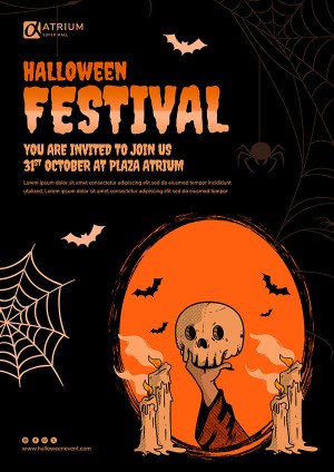 Poster lễ hội halloween file PSD mẫu MB414